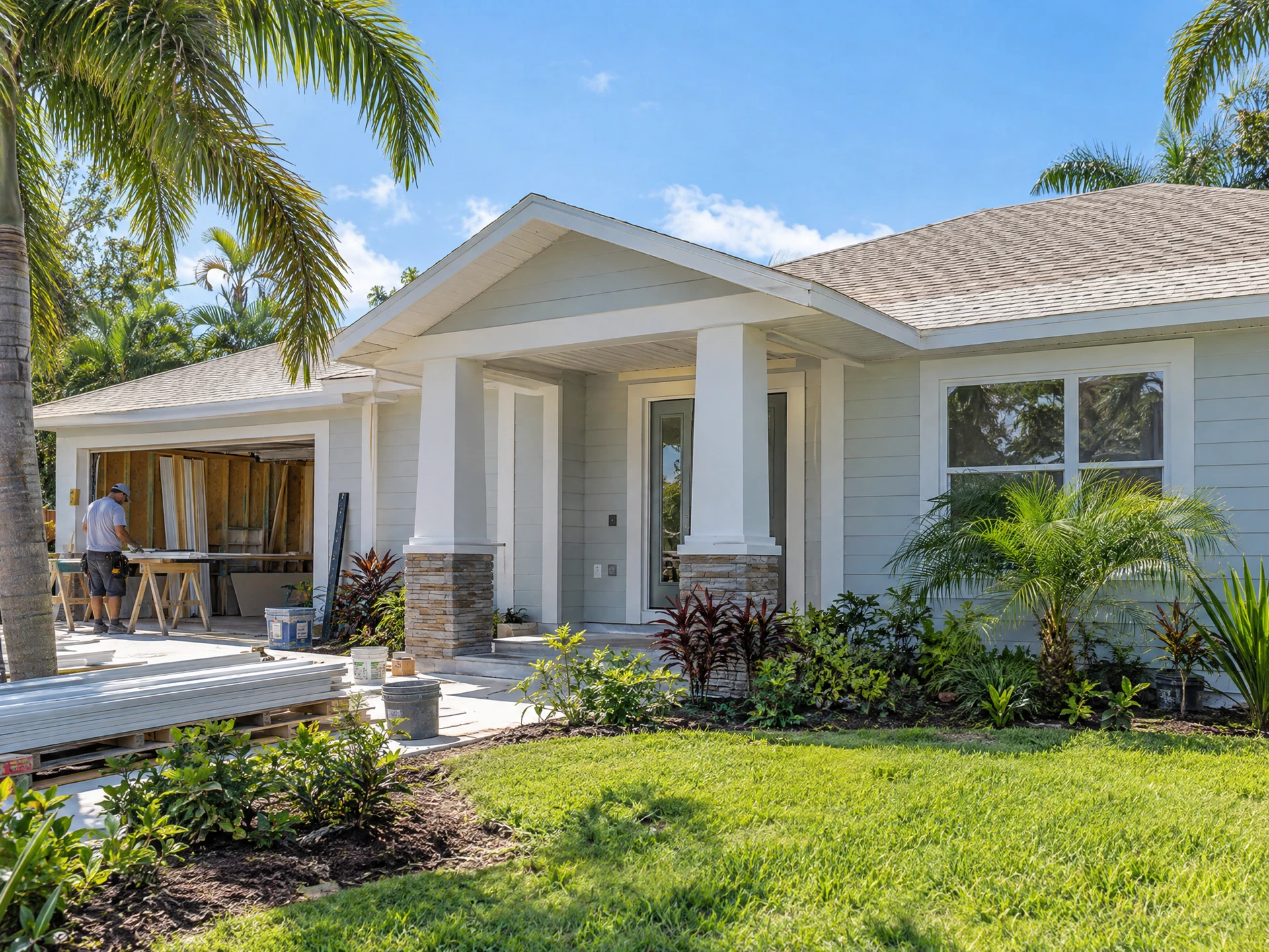 A home undergoing a careful residential remodel